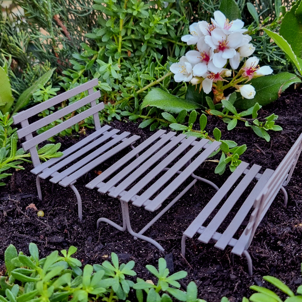 Rust Metal Park Bench Set - 3pcs