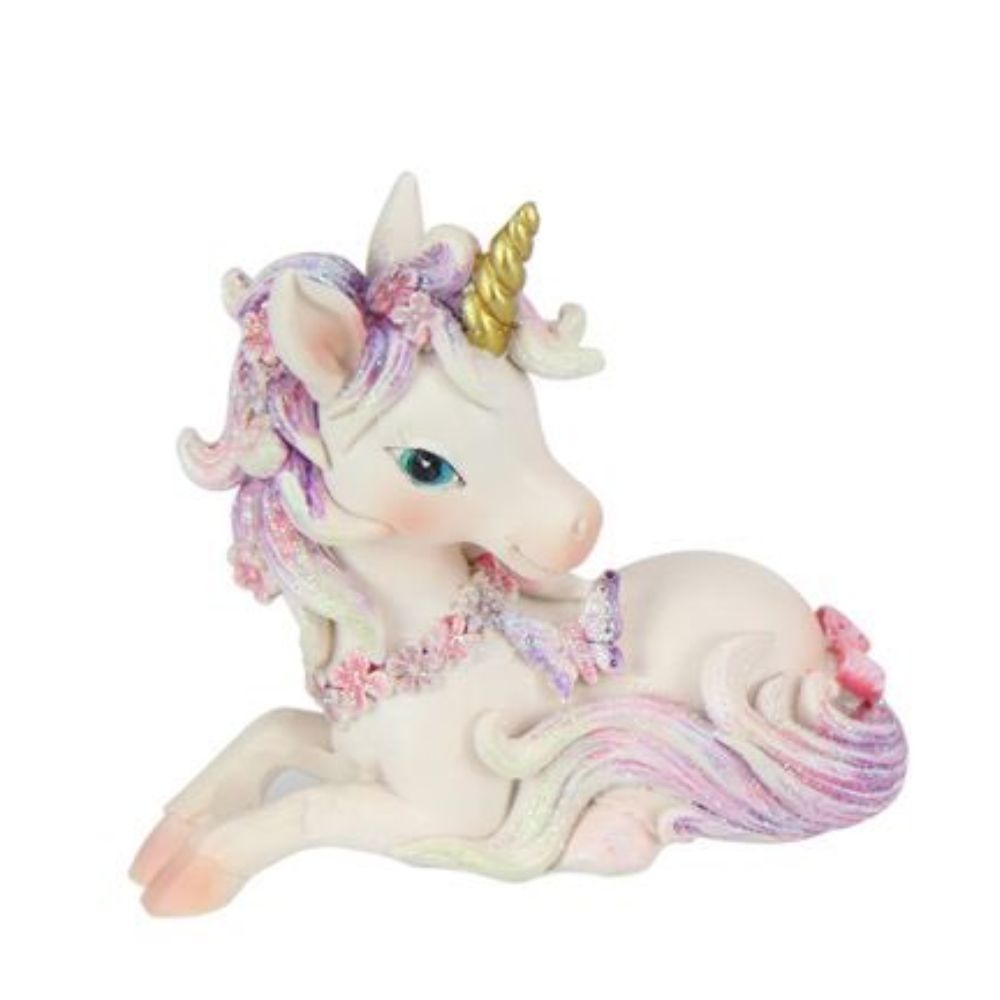 Sitting Unicorns with Butterflies - Set of Two Unicorns Earth Fairy 