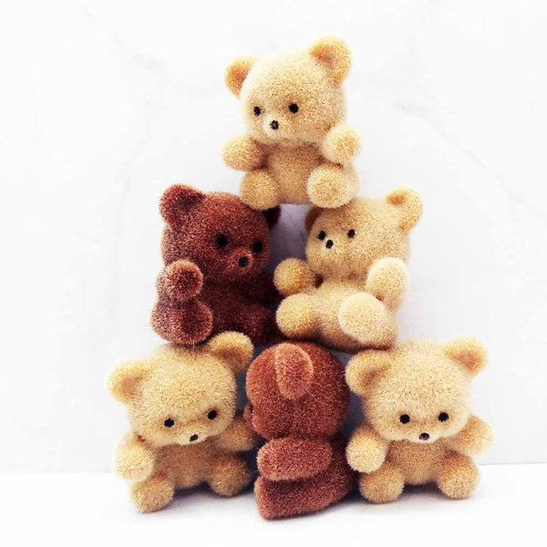 Mini flocked teddy bears shop in bulk