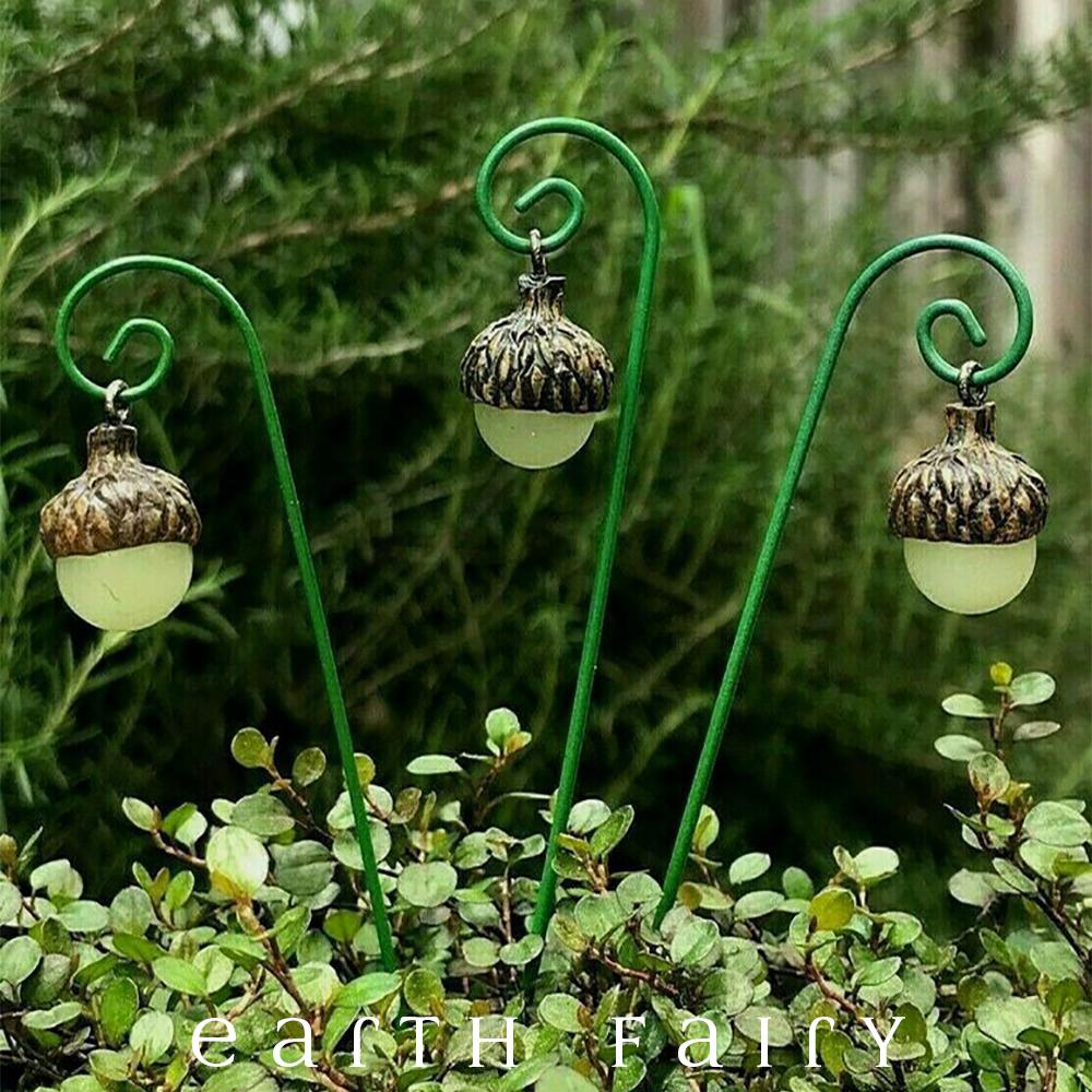 Acorn Lights - Set of 3 - Glow in the Dark Fairy Garden Landscaping The Woodland Knoll Collection 