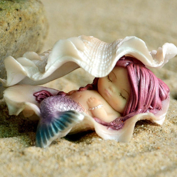 Little Mermaid Sleeping in a Clam Shell Fairy Garden Miniatures Collectibles Australia Earth Fairy